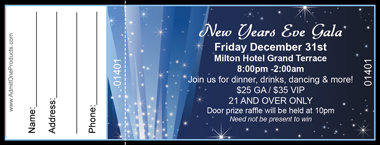 New Year&#039;s Light Burst Full Color Raffle Ticket with Text