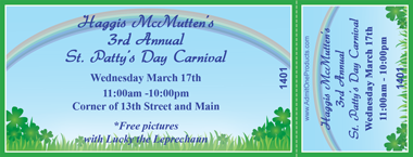 St. Patrick&#039;s Day Lucky Rainbow Full Color Ticket