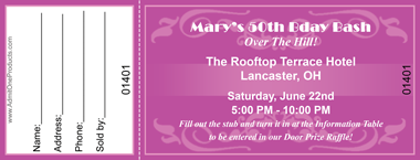 Magenta Swirls Full Color Raffle Ticket