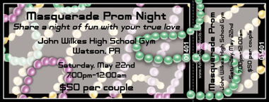 Mardi Gras Beads Full Color Ticket