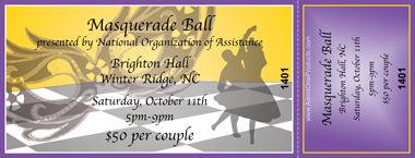 Masquerade Ball Full Color Ticket