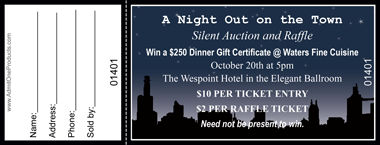 Midnight Skyline Full Color Raffle Ticket