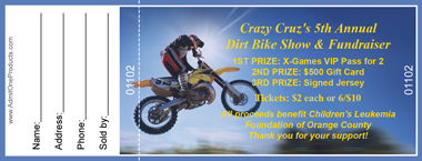 Motocross Full Color Raffle Ticket with Text