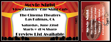 Movie Theater Full Color Ticket