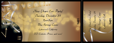 New Year&#039;s Clock Full Color Ticket