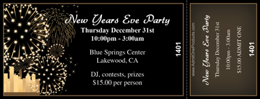 New Year&#039;s Night Celebration Medium Full Color Ticket with Text