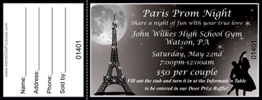 Night in Paris Full Color Raffle Ticket