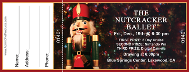 Christmas Nutcracker 1 Full Color Raffle Ticket with Text