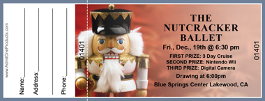 Christmas Nutcracker 2 Full Color Raffle Ticket with Text