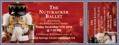 Christmas Nutcracker 2 Full Color Ticket with Text