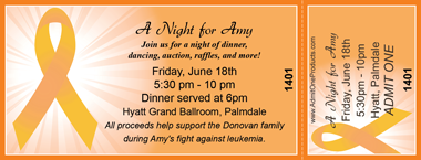Orange Ribbon Awareness Full Color Ticket