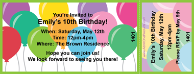 Party Balloons Full Color Ticket with Text