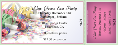 Party Confetti Medium Full Color Ticket with Text