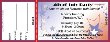 Patriotic Stars Full Color Raffle Ticket