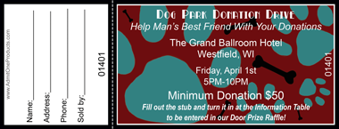 Paw Prints Full Color Raffle Ticket