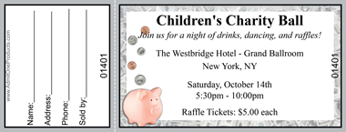 Piggy Bank Full Color Raffle Ticket