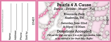 Pink and White Pearls Full Color Raffle Ticket