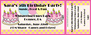 Pink Birthday Full Color Ticket