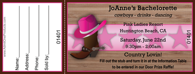 Pink Cowgirl Full Color Raffle Ticket