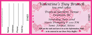 Valentine&#039;s Pink Hearts Full Color Raffle Ticket