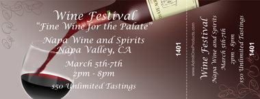 Wine Festival Pouring Wine Full Color Ticket