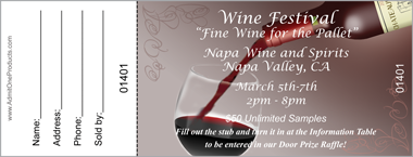 Wine Festival Pouring Wine Full Color Raffle Ticket