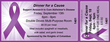 Purple Ribbon Awareness Full Color Ticket