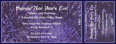 New Year&#039;s Purple Fireworks Medium Full Color Ticket