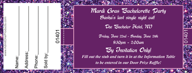 Purple Glitter Full Color Raffle Ticket