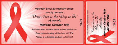 Red Ribbon Awareness 2 Full Color Ticket