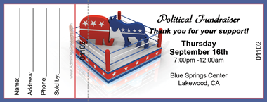 Red vs. Blue Full Color Raffle Ticket with Text