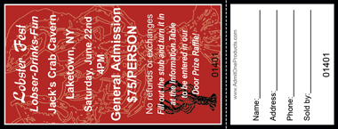 Red Lobster Full Color Raffle Ticket
