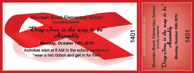 Red Ribbon Awareness Full Color Ticket with Text