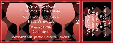 Red Wine Glasses Full Color Ticket
