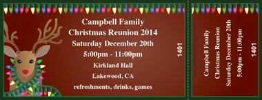Christmas Reindeer Spirit Full Color Ticket