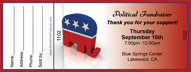 Republican Party Full Color Raffle Ticket with Text