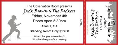Rock &#039;n&#039; Roll Medium Full Color Ticket with Text