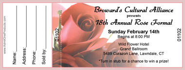 Roses Full Color Raffle Ticket with Text
