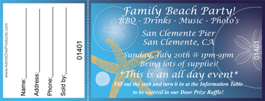 Sand Dollars Full Color Raffle Ticket