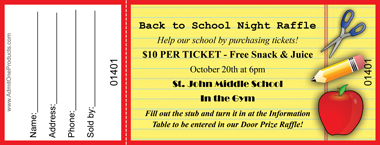 School Supplies Full Color Raffle Ticket