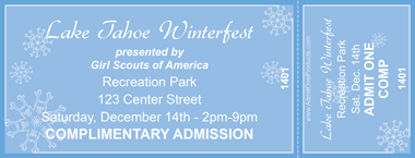 Snowflakes Full Color Ticket with Text