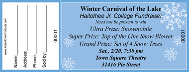 Winter Snowflakes Full Color Raffle Ticket with Text