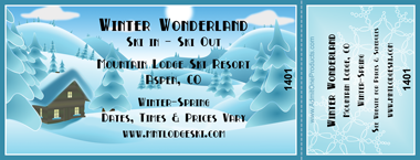 Snowy Cabin Full Color Ticket