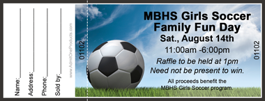 Soccer Full Color Raffle Ticket with Text