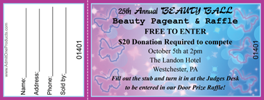 Sparkling Butterflies Full Color Raffle Ticket