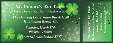 Sparkling Shamrocks Full Color Ticket