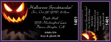 Spooky Jack O&#039;Lanterns Medium Full Color Ticket with Text