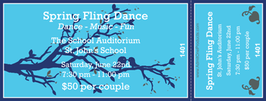 Spring Birds Full Color Ticket