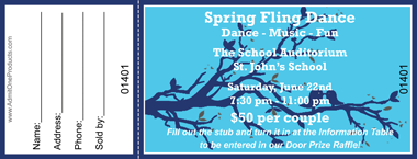 Spring Birds Full Color Raffle Ticket