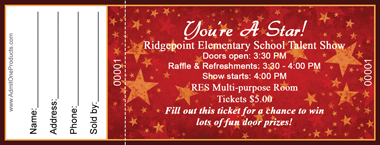New Year&#039;s Stars Full Color Raffle Ticket with Text